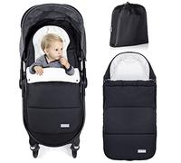 Orzbow Winter Cosy Toes for Buggy,Universal Footmuff for Pushchair with Drawstring Bag,Removable Warm Coral Fleece Lined Footmuff (Pure Black)