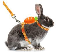 ORZECHKO Rabbit Harness and Leash - Adjustable Bunny Harness Escape Proof for Walking Running Hiking Camping Outdoor - Yellow Carrot Pattern Cute Small Animal Harness Leash Set