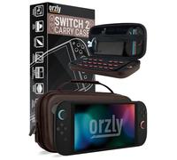 Orzly Carry Case for Nintendo Switch 2 2025 Console 7.9 inch Screen Protection Hard Case with Smart Storage for Accessories and Games Pockets Gift Box Edition (Dark Chocolate Switch 2)