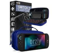 Orzly Carry Case for Nintendo Switch 2 2025 Console 7.9 inch Screen Protection Hard Case with Smart Storage for Accessories and Games Pockets Gift Box Edition (Navy Blue Switch 2)