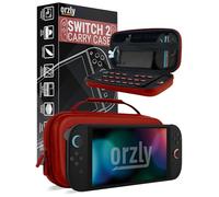 Orzly Carry Case for Nintendo Switch 2 2025 Console 7.9 inch Screen Protection Hard Case with Smart Storage for Accessories and Games Pockets Gift Box Edition (Crimson Switch 2)