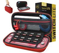 Orzly Carry Case for Nintendo Switch Lite (2019 Model) Protective Hard Shell Portable Travel Carry Case with Storage for Accessories & Game Cartridges (Red)