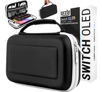 Orzly Carry Case for White Nintendo Switch OLED Console with Accessories and Games Storage Compartment - Easy Clean Case Gift Boxed Edition