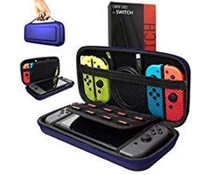 Orzly Carrying Case for Nintendo Switch OLED and Switch Console - Blue Protective Hard Portable Travel case Shell Pouch for Nintendo Switch Console & Accessories