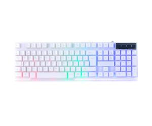 Orzly PS5 Gaming Keyboard white RGB USB Wired Rainbow Keyboard Designed for PC Gamer PS5, Laptop, Xbox, Nintendo Switch, RX-250 Hornet Edition - Siberia White edition