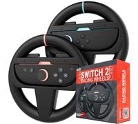 Orzly Steering Wheels - Compatible with Nintendo Switch 2 (2025 Console) - Twin Pack Racing Wheel Accessories for Joy-Con Controllers and Kart Racing Titles (2 Black Wheels)