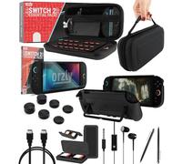 Orzly Switch 2 Accessories Bundle - Case & Screen Protector for Nintendo Switch 2 (2025) Console, Charge Cable, Game Holder, Comfort Grip Case, Headphones & More - Gift Box Edition