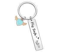 ORZOESD Pilot Keyring Husband Gift Pilot Boyfriend Keychain Flight Attendant Keychain Safe Trip Gift, Pilot Keychain, Standard