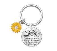 ORZOESD Sunshine Keyring BFF Keychain Friendship Keychain Sunflower Keychain Sister Gift, Sunshine Friend Keychain, Standard