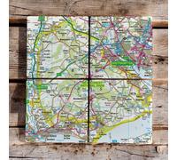 OS Map Ceramic Four Coaster Set - New Forest National Park