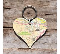OS Map Wooden Heart Key-ring - Exmoor National Park
