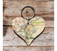 OS Map Wooden Heart Key-ring - Pembrokeshire Coast National Park
