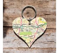 OS Map Wooden Heart Key-ring - South Downs National Park