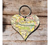 OS Map Wooden Heart Key-ring - The Broads
