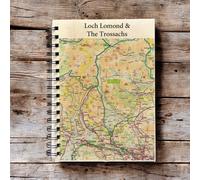 OS Map Wooden Lined Notebook - Loch Lomond and The Trossachs National Park