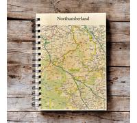 OS Map Wooden Lined Notebook - Northumberland National Park