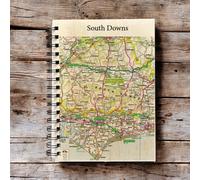 OS Map Wooden Lined Notebook - South Downs National Park