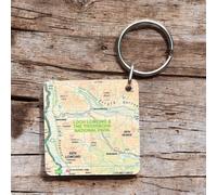 OS Map Wooden Square Key-ring - Loch Lomond and The Trossachs National Park