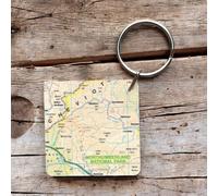 OS Map Wooden Square Key-ring - Northumberland National Park