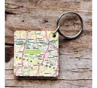 OS Map Wooden Square Key-ring - South Downs National Park
