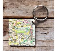 OS Map Wooden Square Key-ring - The Broads