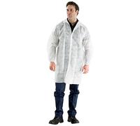 OS Smart Choice Disposable Visitors Coat, Lab Coat, White Medium