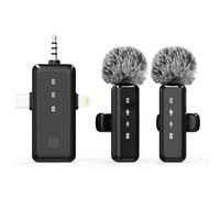 OSA 3 in 1 Wireless Microphone for iPhone, Mini Lapel Mic with Intelligent Noise Cancelling for ipad Android PC, Wireless Lavalier Microphone with LED Display for Vlog Interview, Plug & Play (2 Mic)