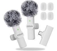 OSA USB-C Wireless Lavalier Microphone for iPhone 15 Series/Android/Type-C Smartphone Laptop, Wireless Microphone for Video Recording Mini Mic, Live Streaming, TikTok, Vlog, YouTube -White