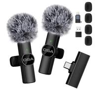 OSA Wireless Microphone for iPhone, Android, PC, Laptop, Mini Microphone with Noise Reduction for Live Streaming, Vlog, Video Recording, TikTok, YouTube, Plug-Play Clip on Mic