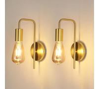 Osairous 2 Pack Vintage Wall Light, Industrial Interior Retro Iron Spotlight For Bedroom, Hallway Bar, E 27, Ip 20, Gold, Without