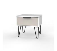 Osaka 1 Drawer Bedside Cabinet In Kashmir Matt & White Matt (Ready Assembled)