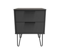 Welcome Furniture Ready Assembled Hirato 2 Drawer Black Locker With Black Hairpin Legs, Black