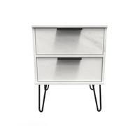 Osaka 2 Drawer Compact Bedside Cabinet In Marble (Ready Assembled)