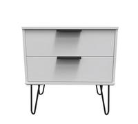 Osaka 2 Drawer Midi Bedside Cabinet In Grey Matt (Ready Assembled)