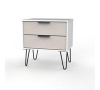 Osaka 2 Drawer Midi Bedside Cabinet In Kashmir Matt & White Matt (Ready Assembled)