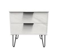 Osaka 2 Drawer Midi Bedside Cabinet In Marble (Ready Assembled)