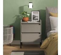Osaka Bedside Cabinet - 2 Drawer - Dusk Grey Fluted