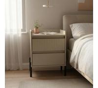 Osaka Bedside Cabinet - 2 Drawer - Mushroom Matt Fluted