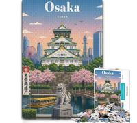 Osaka Castle And Cherry Blossoms Jigsaw Puzzle for Adults, 500 PCS