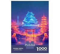Osaka Castle at Night 1000 Piece Jigsaw Puzzle, Historic Square Architecture, Thick Cardboard Pieces for Travel Lovers, Mindful Activity, Paper Board, 38x26cm/1000pcs
