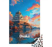 Osaka Castle at Sunset Jigsaw Puzzle 1000 Pieces, Global Monument Landscape, 1000 Pieces for Adults, Family Night Game for Home Décor Fans, Gift Idea, 70x50cm/1000pcs