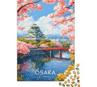 Osaka Castle with Cherry Blossoms 1000-Piece Jigsaw Puzzle for Adults, 52x38cm/1000pcs, Relaxing Indoor Activity, Family Time And Year-Round Leisure