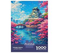 Osaka Castle with Cherry Blossoms Jigsaw Puzzle 1000 Pieces, Romantic City Break Scene, 1000 Pieces for Adults, Travel Gift for Adults, Screen-Free Fun, 52x38cm/1000pcs