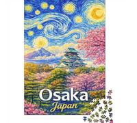 Osaka Castle with Starry Night Painting Jigsaw Puzzle, 1000 Piece