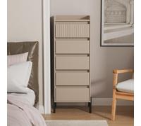 Osaka Chest - 5 Drawer - Narrow - Mushroom Matt Fluted
