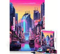 Osaka Japan Neon Cityscape 1000 Piece Jigsaw Puzzles for Teenagers Jigsaw Mind Game Toy Home Enjoy Neat Cut Perfect Present (38x52cm)