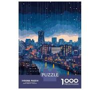 Osaka Japan Rainy Night Cityscape Jigsaw Puzzle 1000 Pieces, Romantic City Break Scene, Matte Printed Jigsaw for Travel Lovers, Screen-Free Fun, 52x38cm/1000pcs
