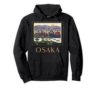 Osaka Japan Skyline Cherry Blossom Graphic Pullover Hoodie
