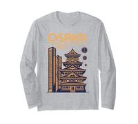 Osaka Night Skyline Pagoda Castle and Modern Towers Long Sleeve T-Shirt