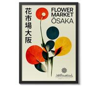 Osaka Osaka Distirct Gallery Poster, Japanese Art Exhibition Print Modern Art Wall Decor, Archival Matte, A2 (Black Frame) - 59.4x42cm